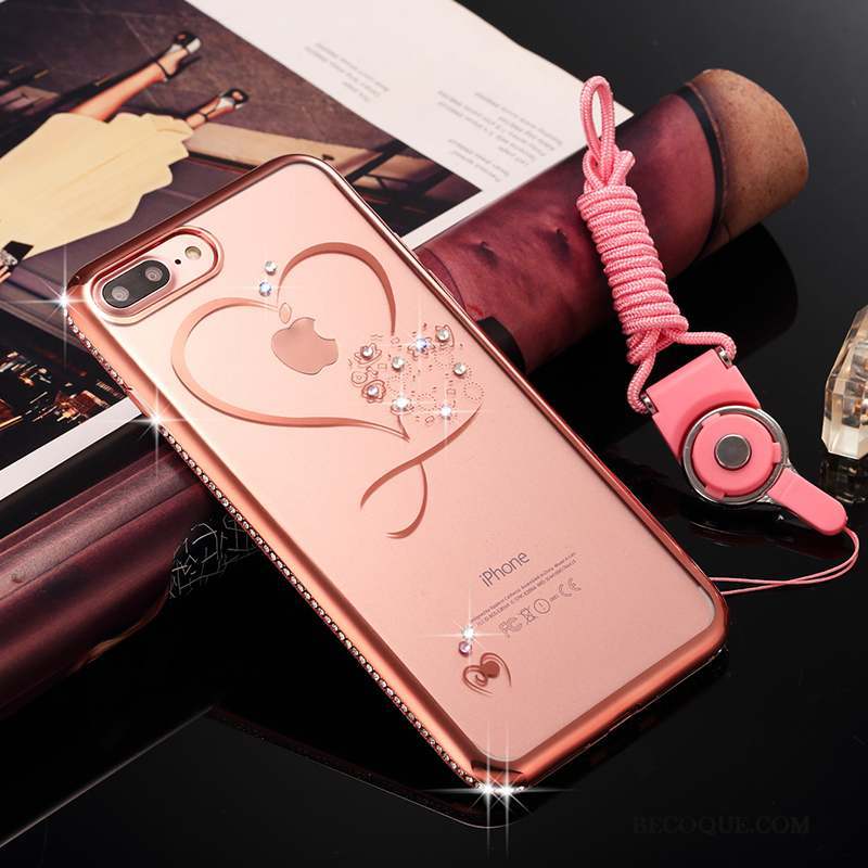 iPhone 7 Plus Fluide Doux Tout Compris Strass Étui Coque Or Rose