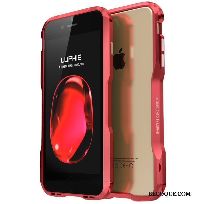 iPhone 7 Plus Incassable Étui Rouge Coque Métal Border