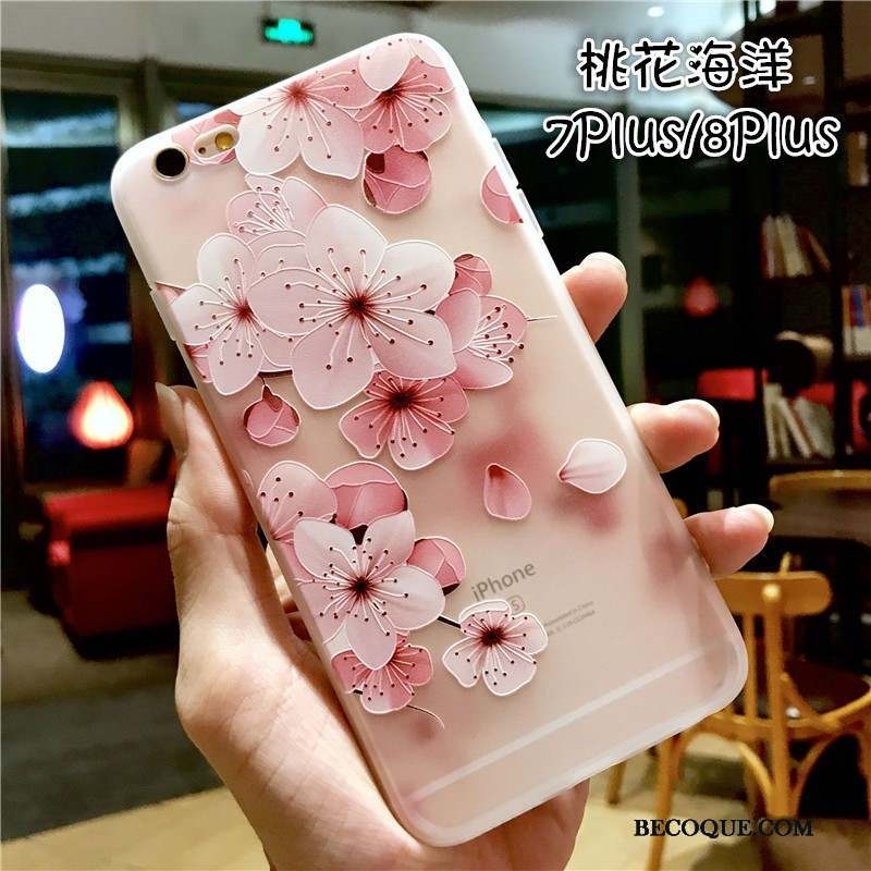 iPhone 7 Plus Rose Marque De Tendance Coque De Téléphone Silicone Tout Compris Incassable