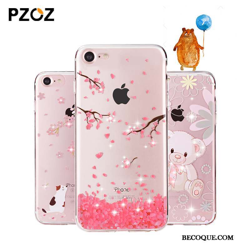 iPhone 7 Plus Silicone Strass Nouveau Transparent Coque De Téléphone Ornements Suspendus