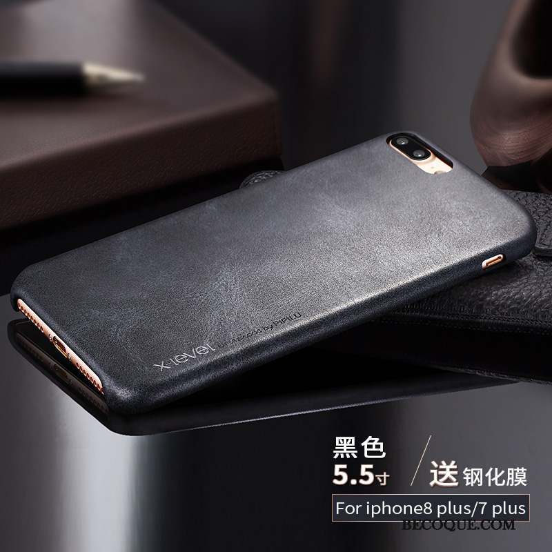 iPhone 7 Plus Étui En Cuir Incassable Carte Protection Noir Coque