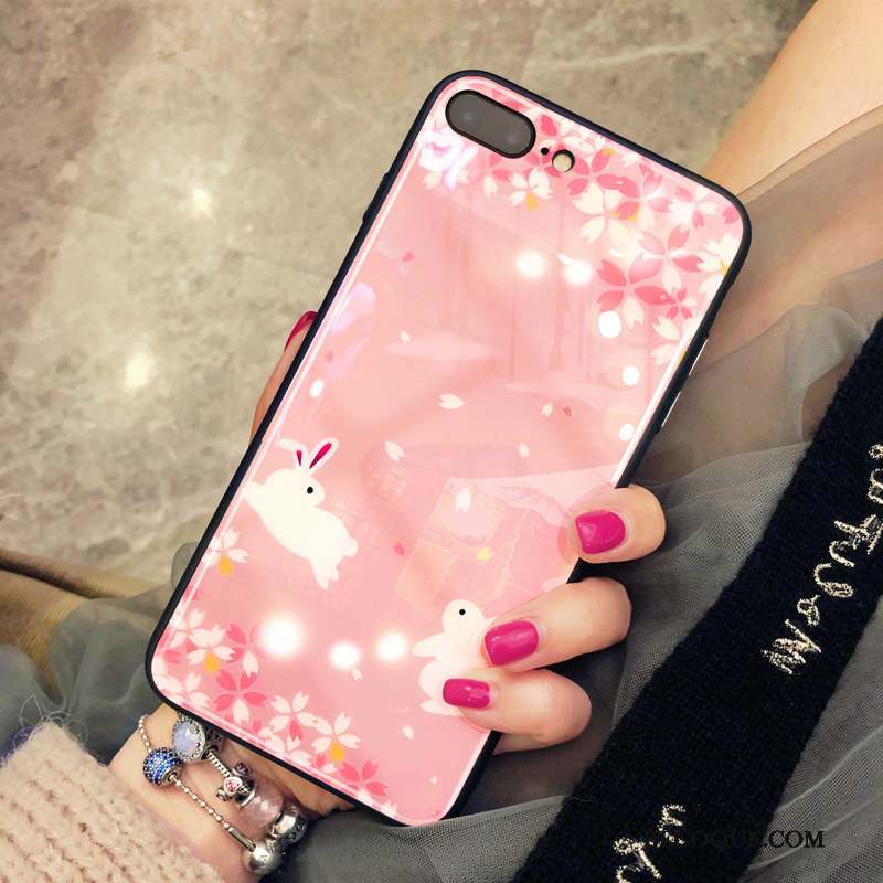 iPhone 7 Rose Miroir Verre Net Rouge Coque De Téléphone Étui