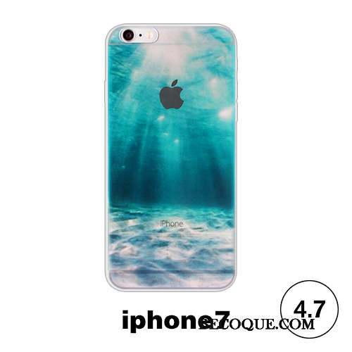 iPhone 7 Transparent Fluide Doux Protection Bleu Coque De Téléphone Simple
