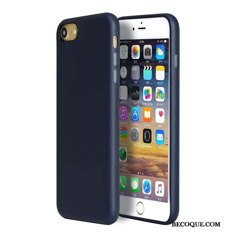 iPhone 7 Téléphone Portable Étui En Cuir Coque De Téléphone Bleu Tout Compris Marque De Tendance