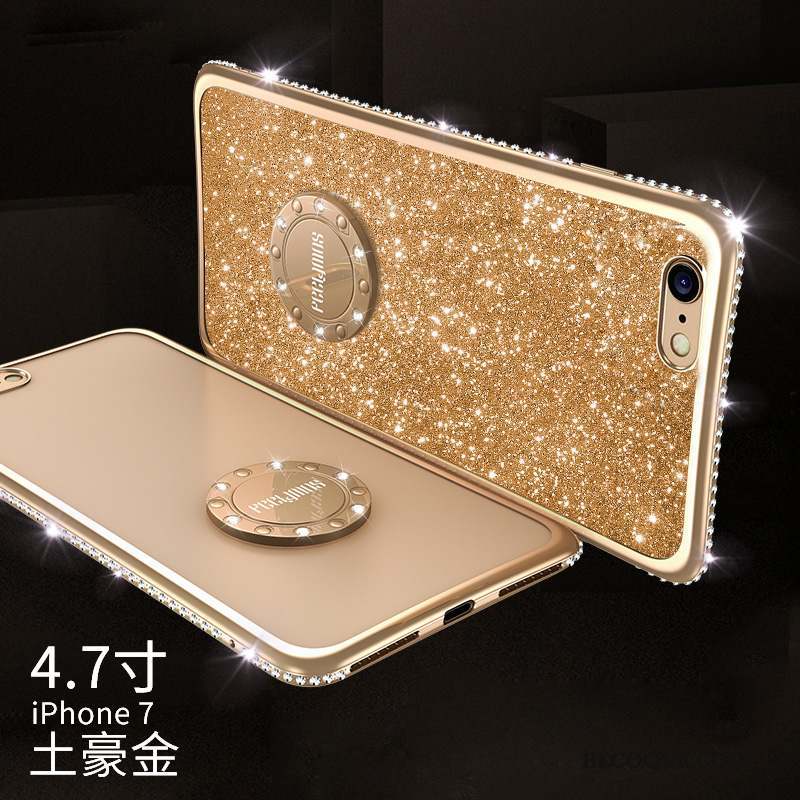 iPhone 7 Élégant Anneau Strass Incassable Coque De Téléphone Or