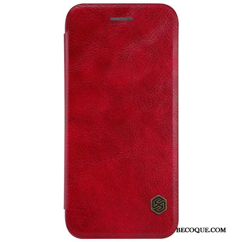 iPhone 7 Étui Protection Rouge Étui En Cuir Coque Or