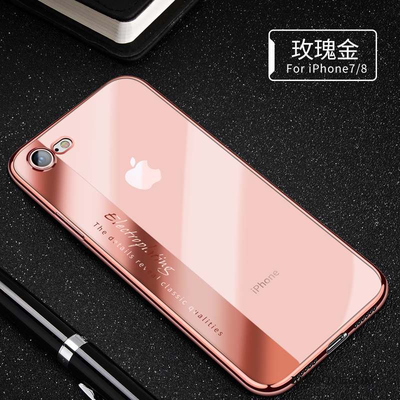 iPhone 8 Coque De Téléphone Fluide Doux Tendance Transparent Or Rose Étui