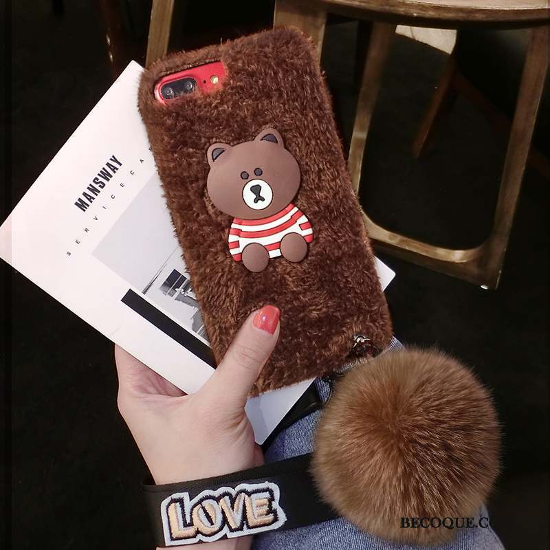 iPhone 8 Coque De Téléphone Fluide Doux Velours Peluche Marque De Tendance