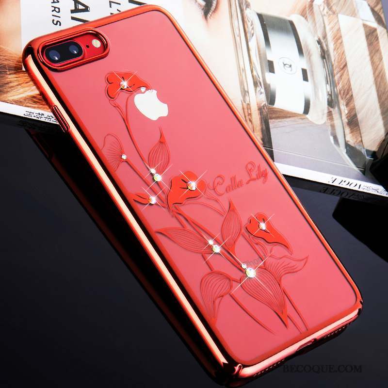 iPhone 8 Coque De Téléphone Or Marque De Tendance Transparent Rouge Luxe