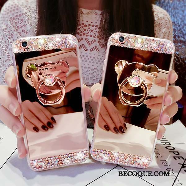 iPhone 8 Coque Miroir Nouveau Strass Luxe Ours Petit