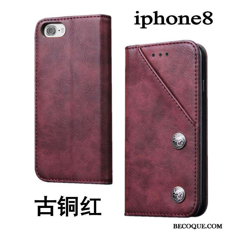 iPhone 8 Coque Protection Étui Étui En Cuir Rouge Fluide Doux Tout Compris