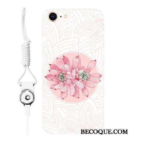 iPhone 8 Coque Rose Fluide Doux Protection Étui Ornements Suspendus Gaufrage