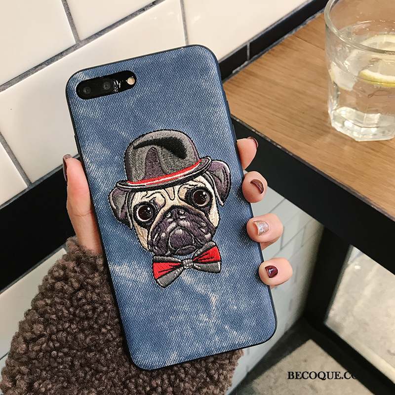 iPhone 8 Plus Charmant Coque De Téléphone Broderie Chiens Nouveau Fluide Doux