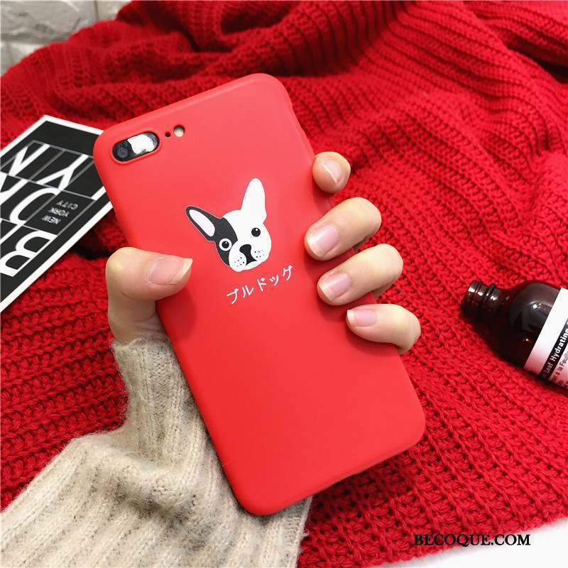 iPhone 8 Plus Chiens Fluide Doux Coque De Téléphone Créatif Amoureux Rouge