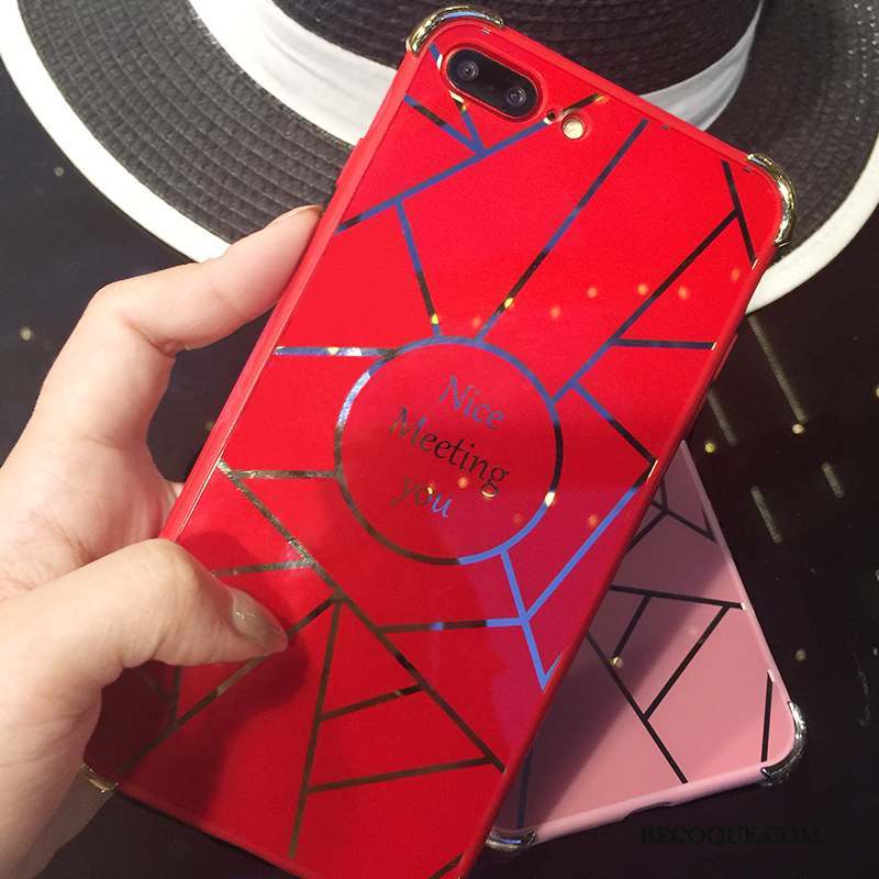 iPhone 8 Plus Coque Élégant Tendance Europe Tout Compris Rouge Miroir