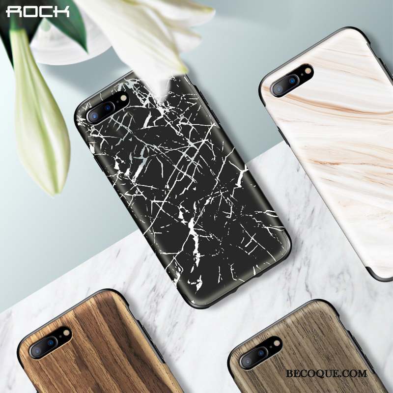 iPhone 8 Plus Grain De Bois Silicone Incassable Tout Compris Noir Coque De Téléphone