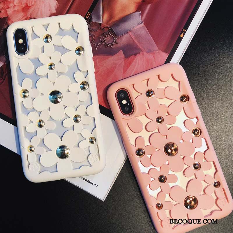 iPhone 8 Plus Incassable Coque De Téléphone Étui Rose Silicone Blanc