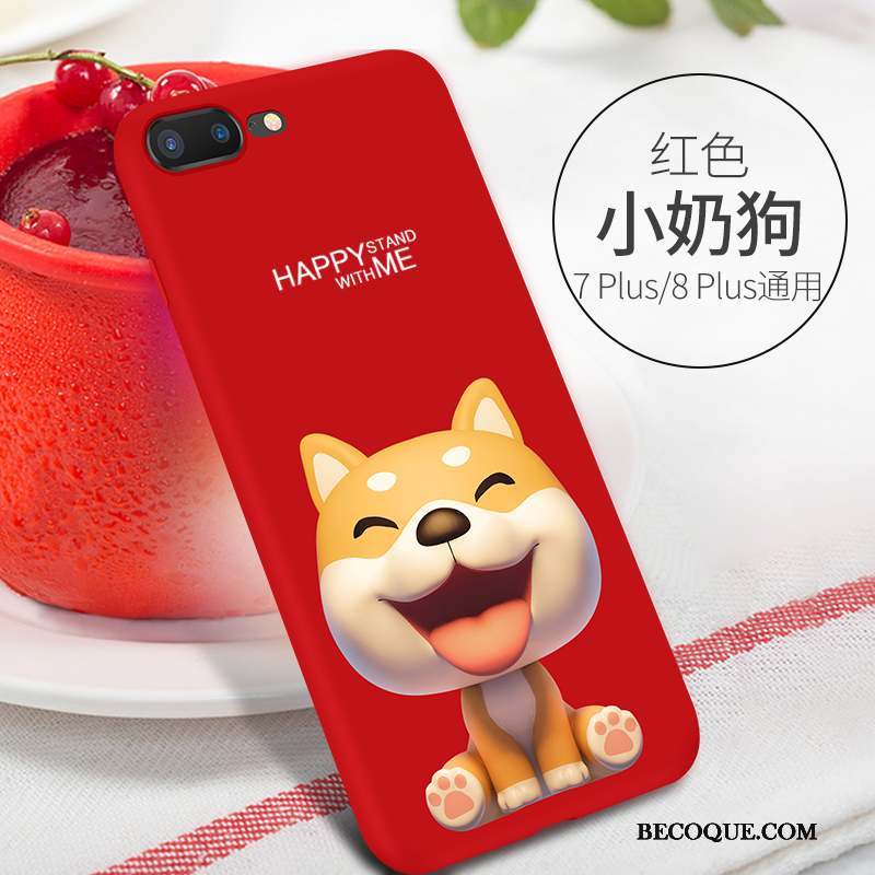 iPhone 8 Plus Marque De Tendance Rouge Incassable Coque De Téléphone Fluide Doux Amoureux