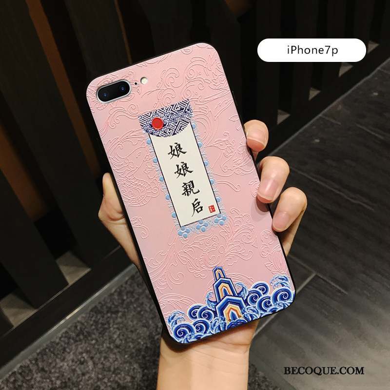 iPhone 8 Plus Nouveau Amoureux Gaufrage Tout Compris Coque De Téléphone Rose