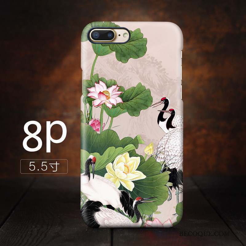 iPhone 8 Plus Style Chinois Personnalité Tendance Art Coque Délavé En Daim