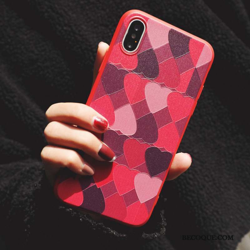 iPhone 8 Plus Vent Net Rouge En Forme De Coeur Amour Célébrité Coque De Téléphone