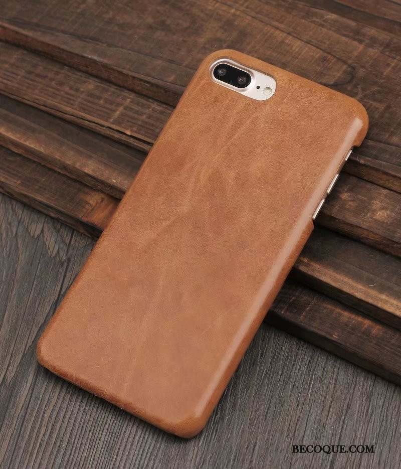 iPhone 8 Plus Étui Incassable Business Étui En Cuir Coque De Téléphone Marron