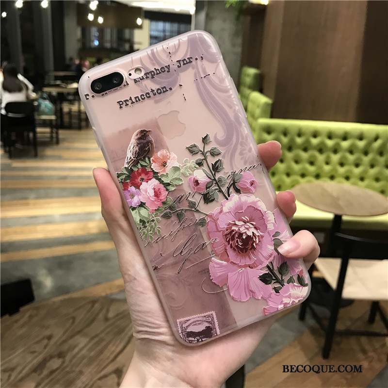 iPhone 8 Tout Compris Gaufrage Étui Rose Silicone Coque De Téléphone