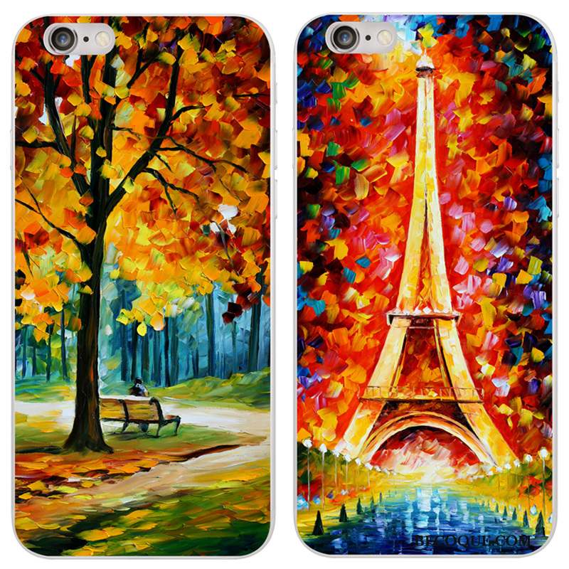 iPhone Se 2020 Coque De Téléphone Protection Sac Peinture À L'huile Silicone