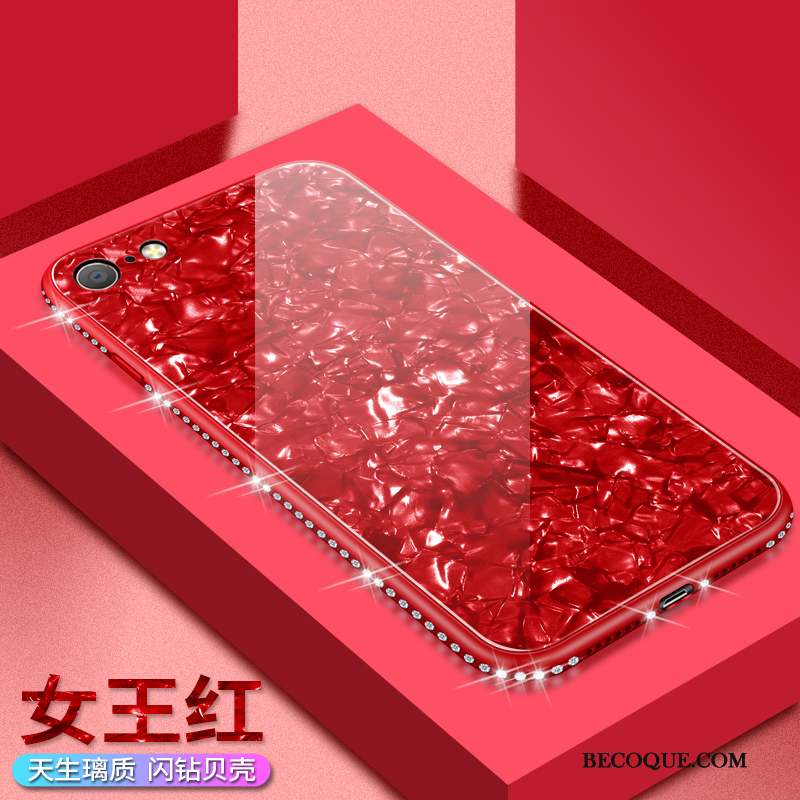 iPhone Se 2020 Coque Net Rouge Tendance Tout Compris Verre Incassable Personnalité