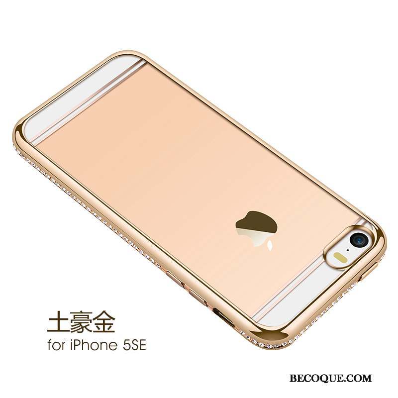 iPhone Se Coque Incruster Strass Silicone Or Tendance Protection Étui