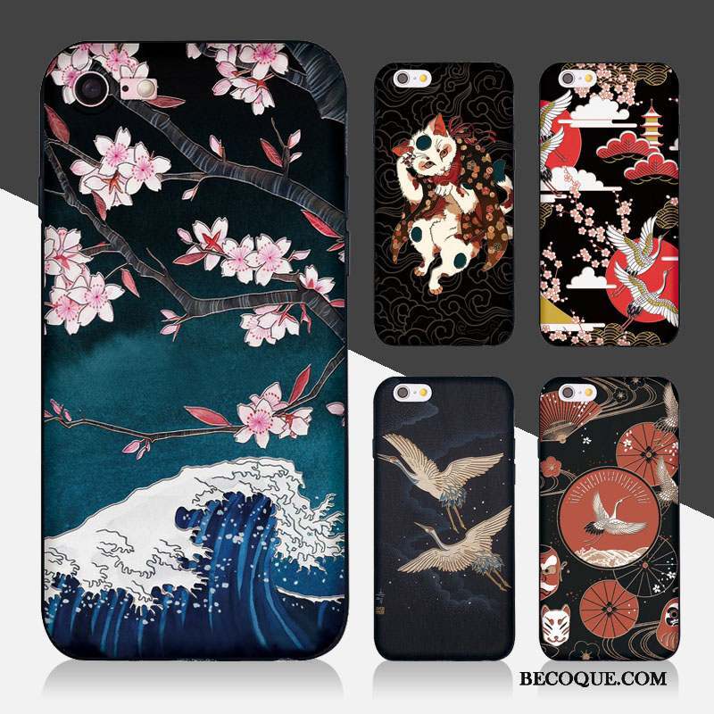 iPhone Se Coque Sakura Grue Étui Chat Fluide Doux Japonais