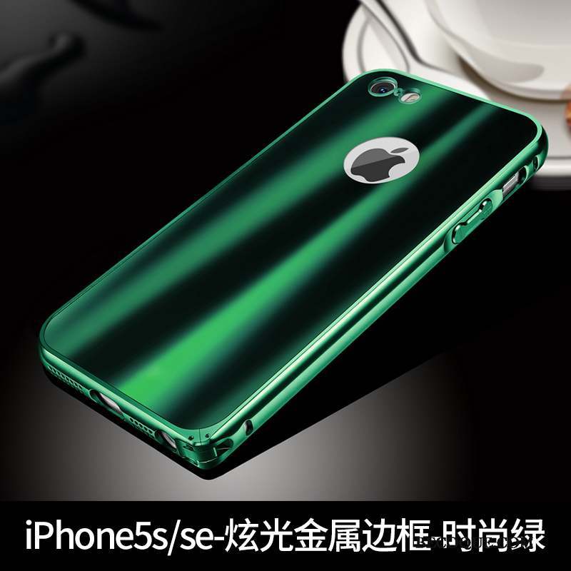 iPhone Se Étui Coque De Téléphone Couvercle Arrière Vert Métal Or