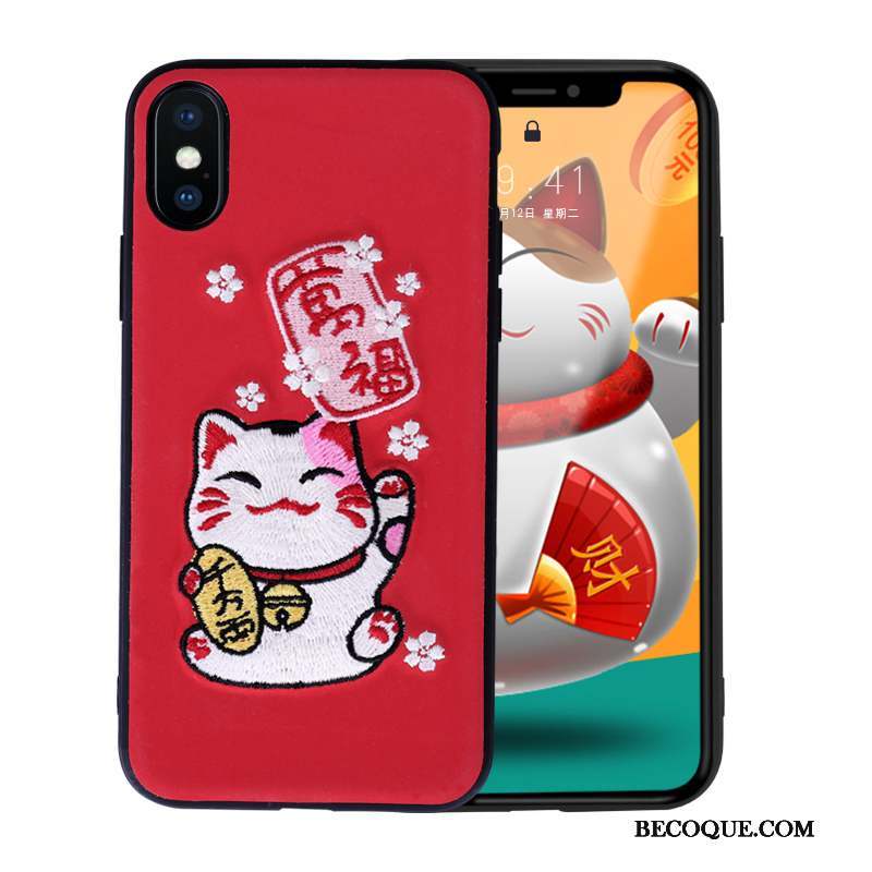 iPhone X Coque De Téléphone Tout Compris Marque De Tendance Étui Rouge Incassable