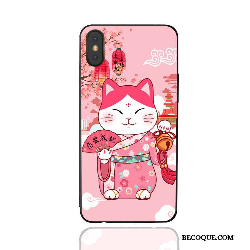 iPhone X Coque De Téléphone Étui Incassable Gaufrage Rose Chat