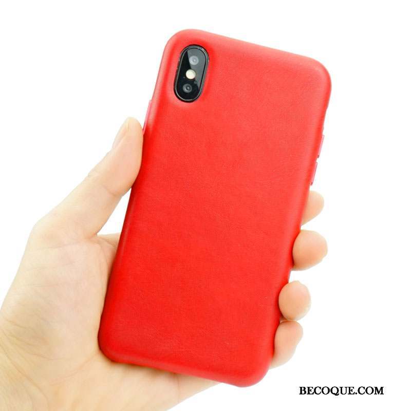 iPhone X Coque Marque De Tendance Cuir Noir Nouveau Tout Compris Incassable