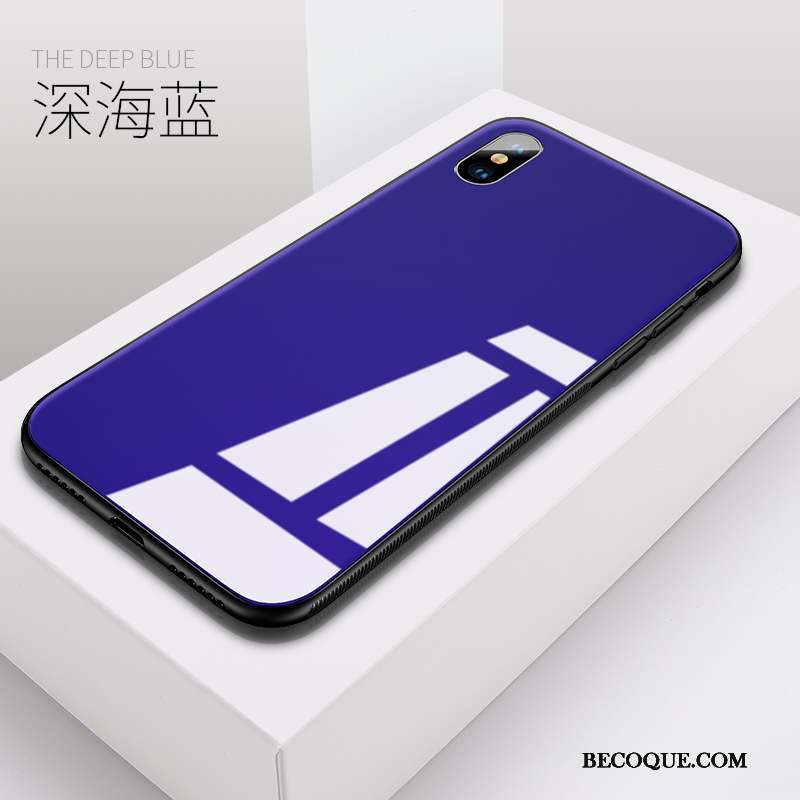 iPhone X Coque Nouveau Bleu Silicone Tendance Verre Étui