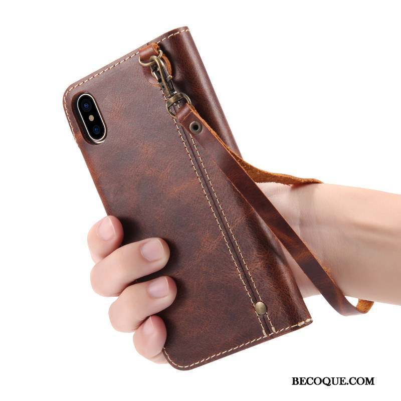 iPhone X Coque Protection Étui En Cuir Housse Incassable Britanique Cuir Véritable