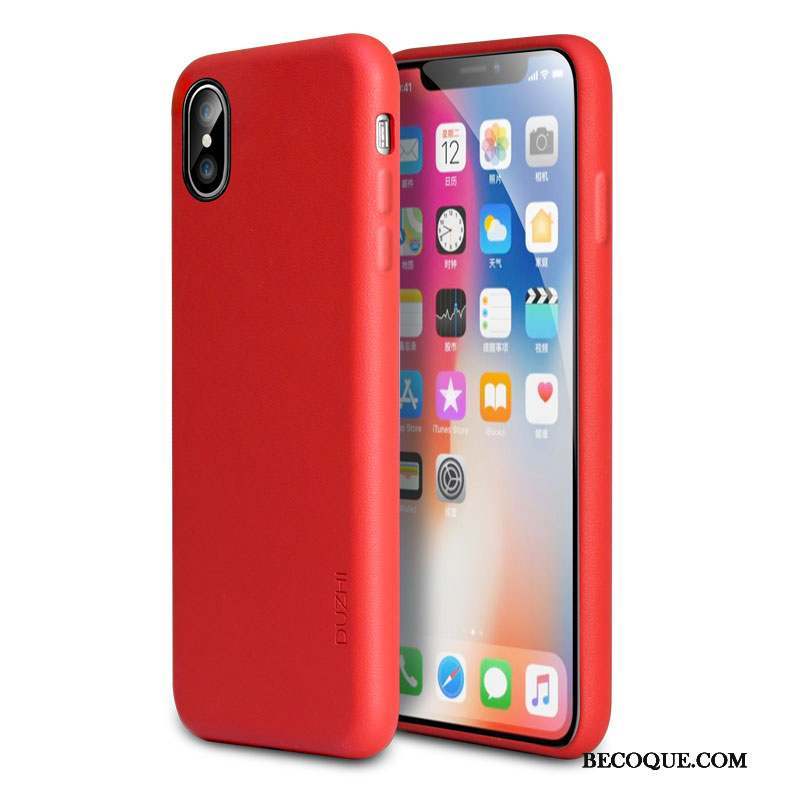 iPhone X Coque Rouge Tout Compris Incassable Étui Étui En Cuir Tendance