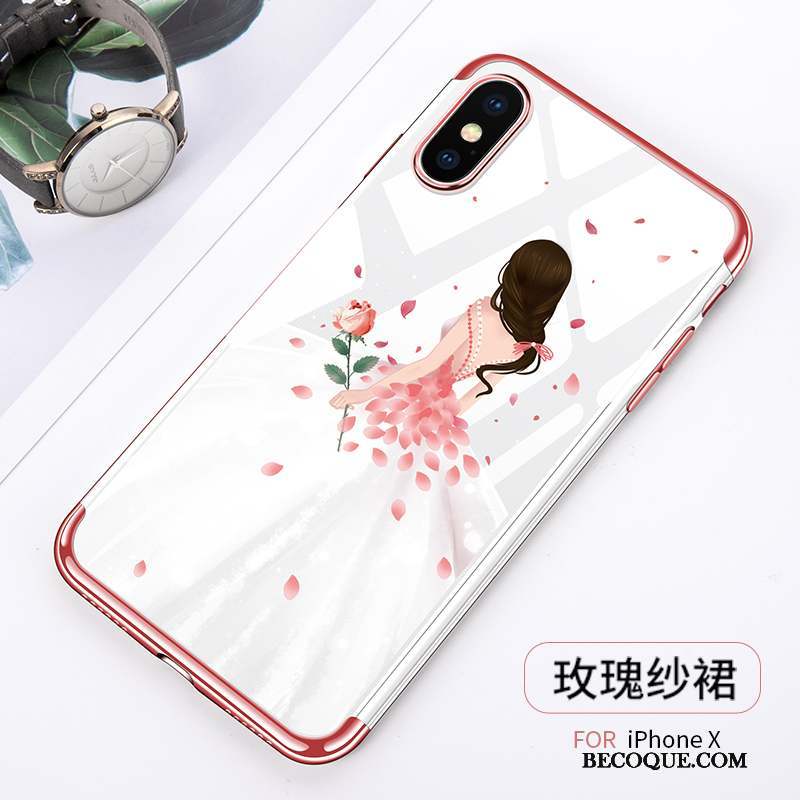 iPhone X Coque Très Mince Fluide Doux Transparent Rose Incassable Tout Compris