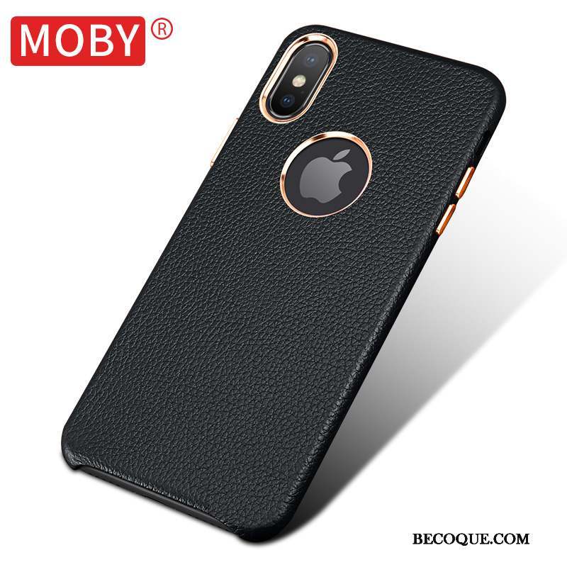 iPhone X Coque Étui En Cuir Incassable Nouveau Business Luxe Cuir Véritable