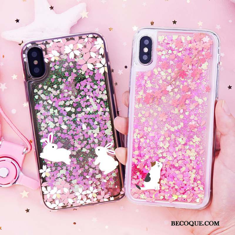 iPhone X Coque Étui Quicksand Incassable Tout Compris Ornements Suspendus Silicone