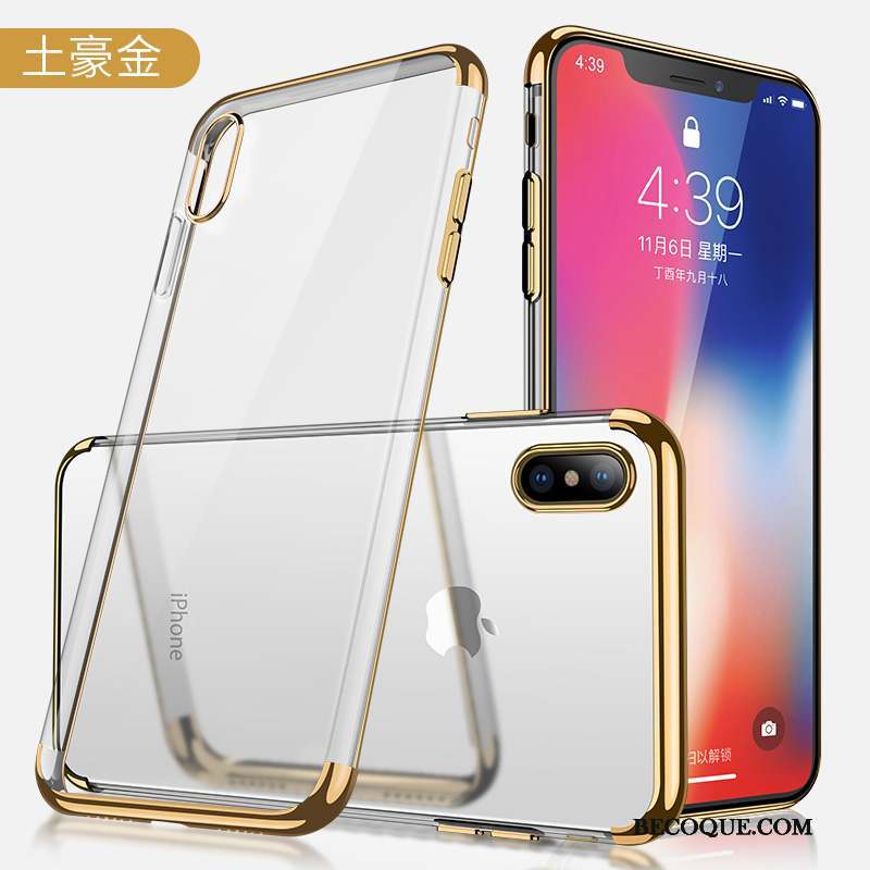 iPhone X Coque Étui Tout Compris Transparent Nouveau Marque De Tendance Or