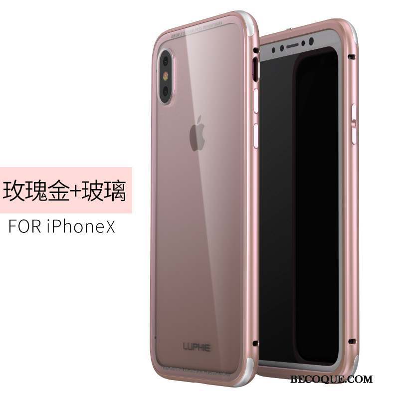 iPhone X Protection Étui Nouveau Transparent Or Rose Coque De Téléphone