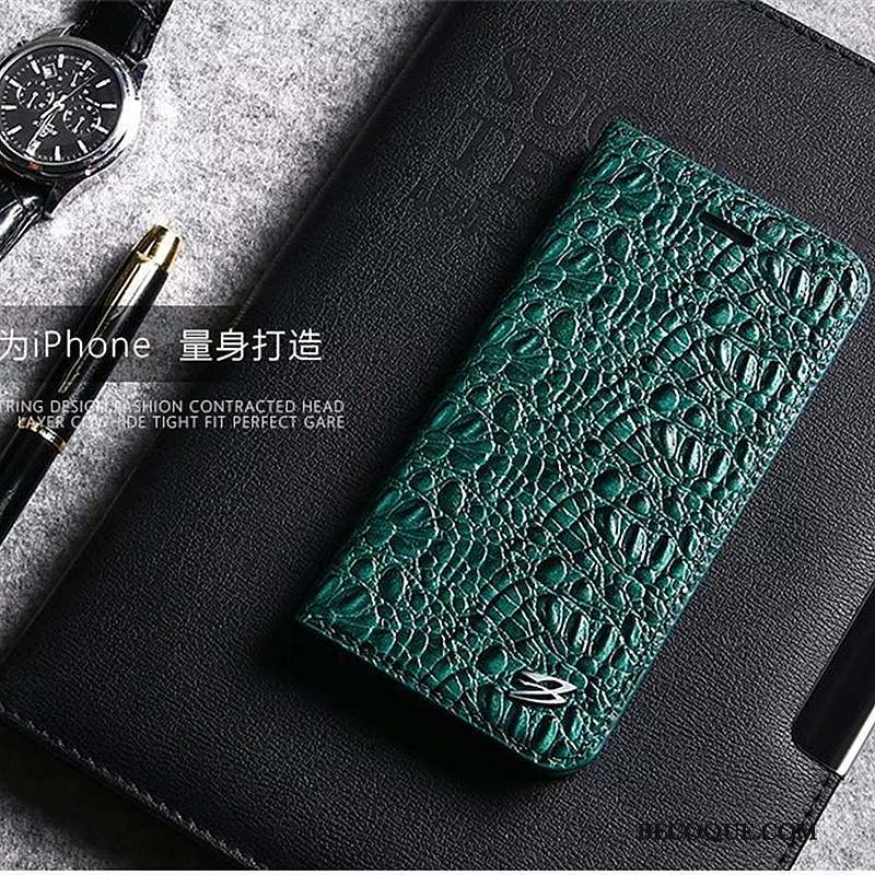 iPhone X Étui En Cuir Crocodile Modèle Coque De Téléphone Business Protection Luxe