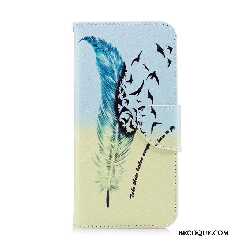 iPhone Xr Coque Bleu Étui En Cuir Protection Peinture Dessin Animé Housse