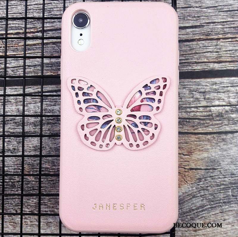 iPhone Xr Dimensionnel Rose Papillon Coque De Téléphone Évasé Marque De Tendance
