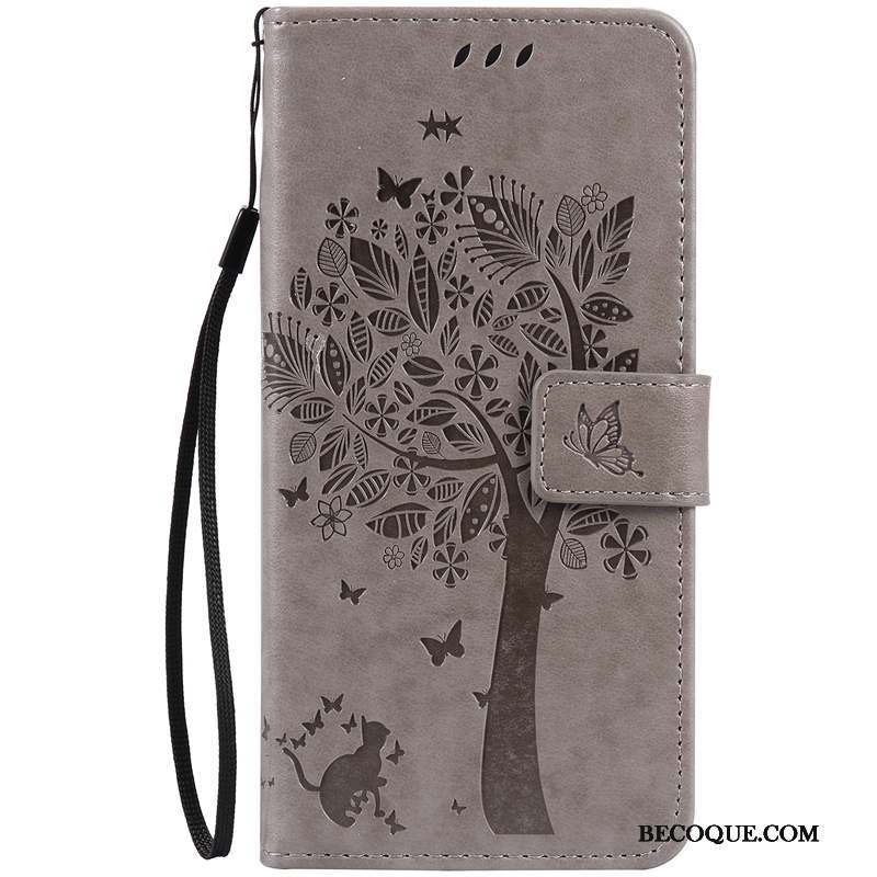 iPhone Xr Gris Housse Coque De Téléphone Étui En Cuir Protection Arbres