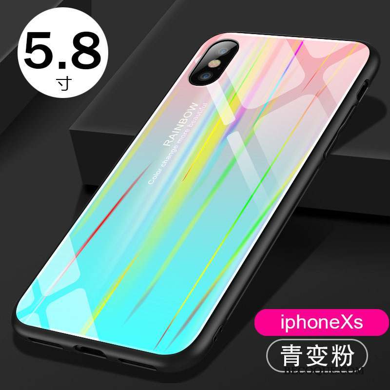 iPhone Xs Coque Bleu Incassable Miroir Border Silicone Étui