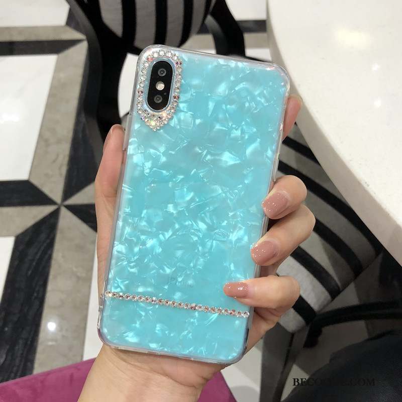 iPhone Xs Coque De Téléphone Luxe Mode Net Rouge Étui Bleu