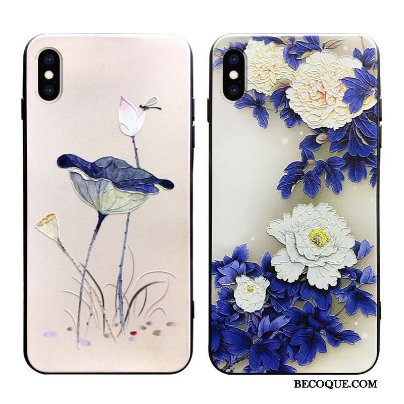 iPhone Xs Coque De Téléphone Silicone Incassable Très Mince Étui Gaufrage